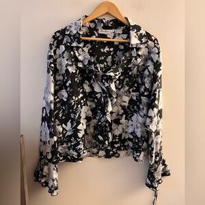 BLANC NATURE 100% Silk Floral Blouse - L